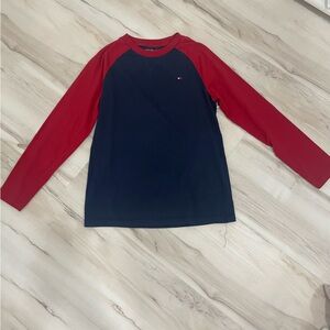 Tommy Hilfiger Red and Navy Crew Neck Shirt